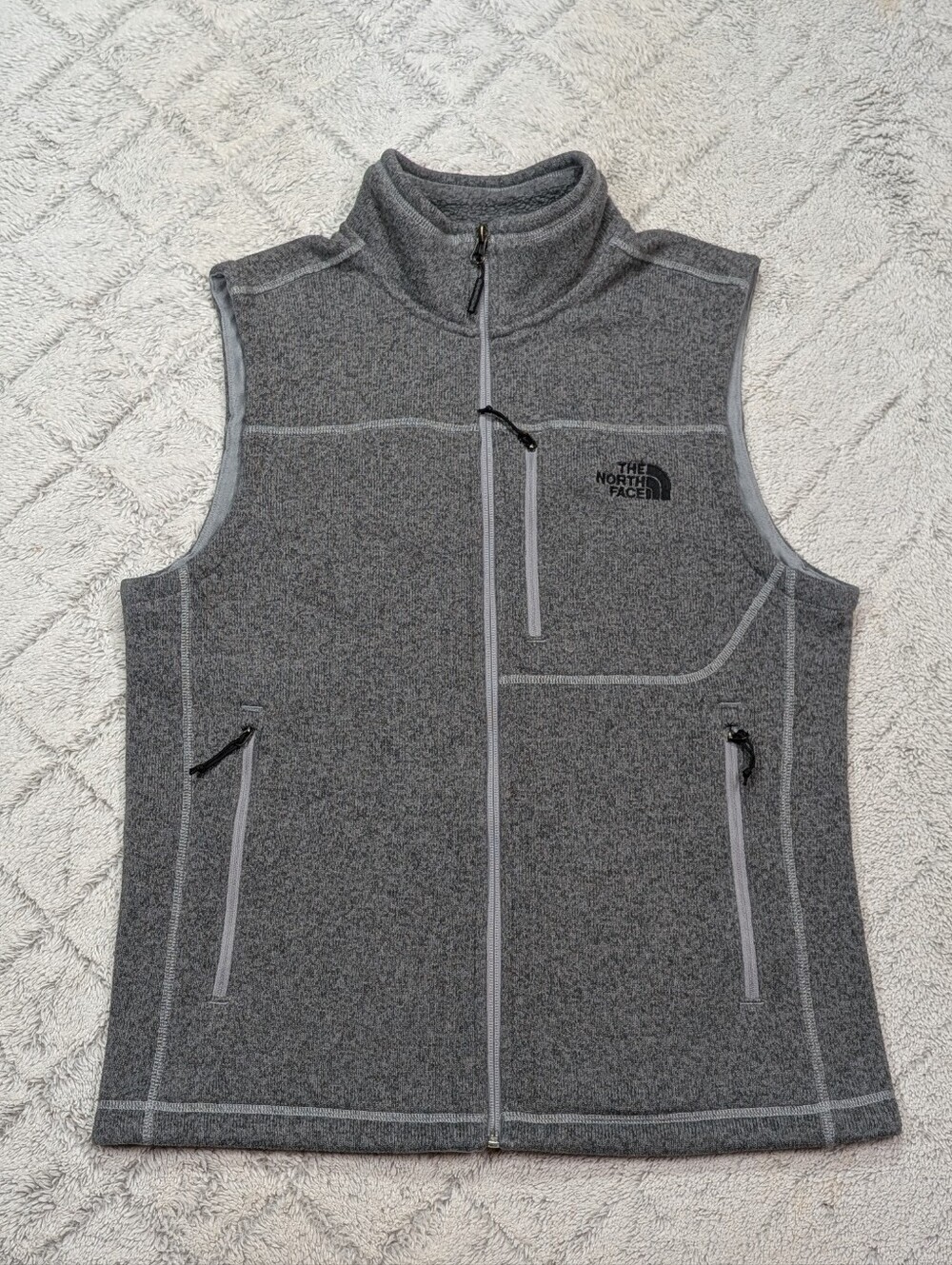 The North Face Vest Mens M Gray Gordon Lyons Full Zip Fleece Outdoor Casual